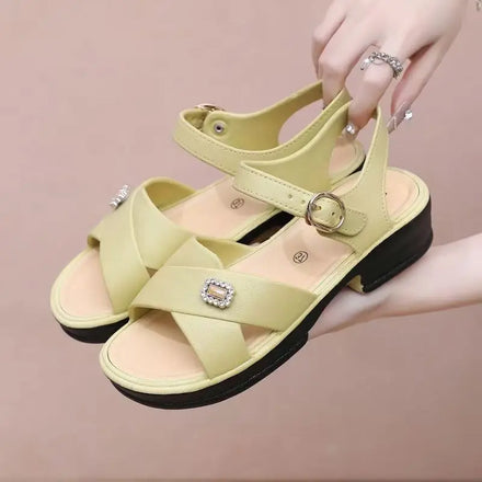 Women's PVC Designer Summer Beach Sandals Slide slippers Wholesale High-heeled Thick Sole Soft Home and Work Shoes for Women