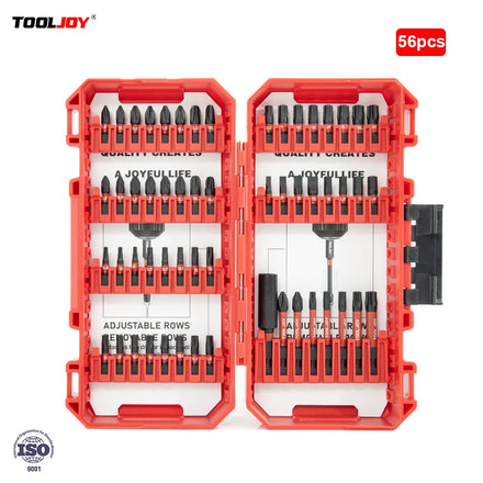 TOOLJOY Industrial 56PCS S2 Steel Impact Bit Set Magnetic Long-Life Screwdriver Bits for Power Tools & Heavy Machinery Fastening