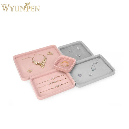 Luxury Modern Customizable Pink Stackable Suede Leather Jewelry Display Trays Organizer Set Wyp Brand
