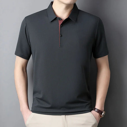 Oem customized men's polo shirts men's short sleeved high end lapel casual collared polo shirts men's
