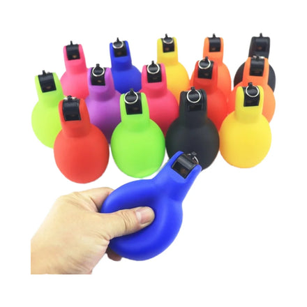 Customized Soft PVC Hand Squeeze Referee Whistle with Lanyard Lightweight Pinch Whistle Novelty Promotion Gift