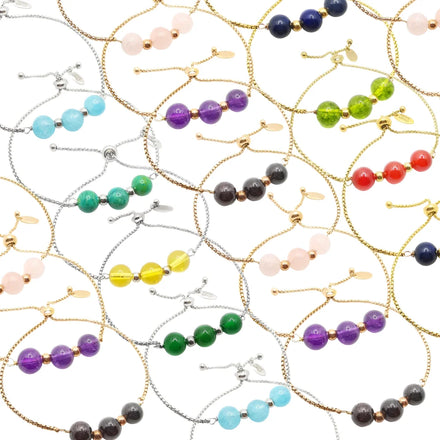 Fashion Adjustable 18k Gold Stainless Steel Healing Crystal Natural Stone Bead Bracelets Jewelry Waterproof for Women Gifts