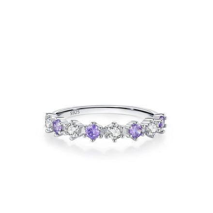 Elegant Exquisite Ring 925 Sterling Silver Fine Jewelry Purple Zircon Light Luxury Wedding Silver Zircon Ring for Women