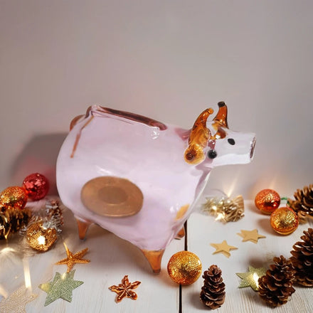 Creative Cow-Shaped Glass Piggy Banks Customizable Color Logo Reusable Handmade Chien Keng Brand Low MOQ Multipurpose Gift