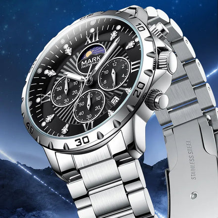 Mark Fairwhale New Luxury Men Watches Business Wristwatch Waterproof Luminous Date Quartz Watch Stainless Steel Band Wrisswatch