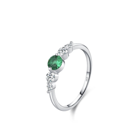 Exquisite S925 Sterling Silver Ring for Women with Green Zircon Fine Jewelry for Luxury Weddings Parties Anniversaries