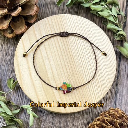Boho Style Spiritual Guidance & Calming Jewelry Women Handmade Natural Star Shape Colorful Imperial Jasper Woven Bracelet