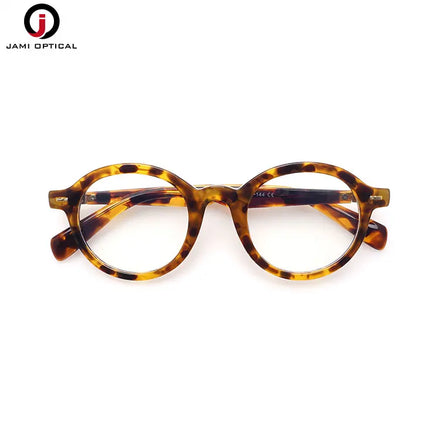 Fashion Vintage Print Round Optical Glasses Lightweight Frames for Unisex Luxury TR90 Full-Rim