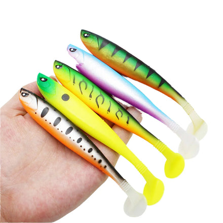 7.5cm T-Tail Jigging Wobbler Fishing Lure Silicone Soft Bait with Proof Hooks for River Jigging for Artificial Soft Bait