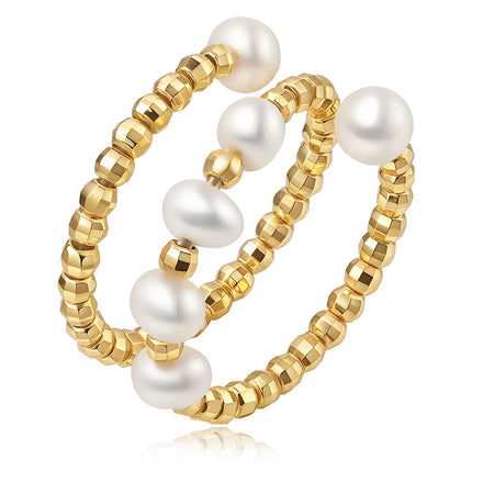 Unique Minimalist Multi-Layer Adjustable Natural Freshwater Pearl Ring for Women Jewelry Factory Wholesale