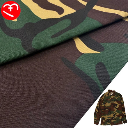 Green CP Camouflage Woodland Fabric Printed Waterproof 100% Cotton Twill Durable for Uniform Workwear Headscarf Shawl Scarf