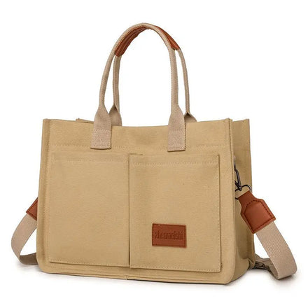 Womens Canvas Tote Bags with Multi Pockets Large Satchel Crossbody Laptop Tote Handbags Shoulder Bag for Work