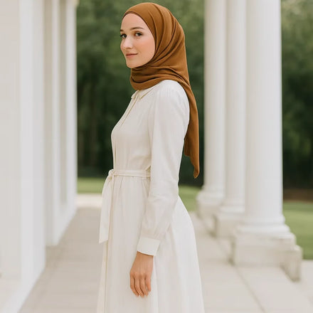 YXD080 Pure White Shirt Long Dress Vintage Style 2026 Eid Tiktok Ig Soft Long Dress Modest Customizable Factory Price Wholesale