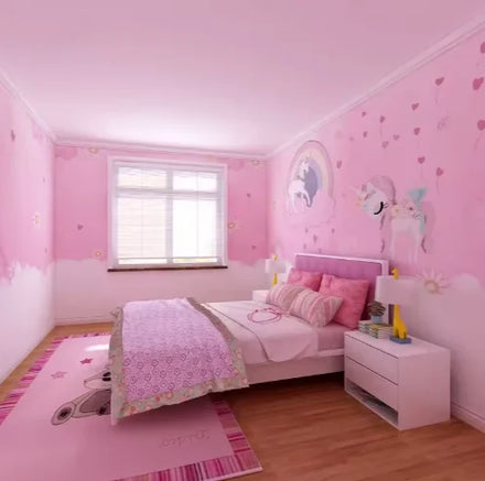 Pink Lovely Unicorns Waterproof 3d Wallpaper for Girls Home Decoration