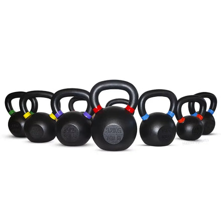 Gym Powder Coated Basics Fitness Yellow Handle 16kg Cast Iron Kettlebell