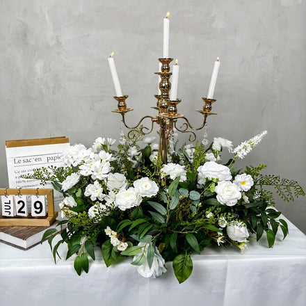 Table Centerpiece Candle Candelabra Flower Ring Arrangement Artificial Flower WreathGarland Wreath Drapes for Wedding Decoration