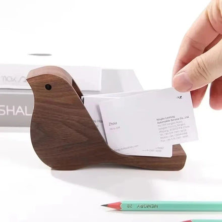 Creative Nature Wood Business Card Holder Bird-Shaped with Free Logo Engraved Card Stand for Home & Office Decoration 1pcs Gift