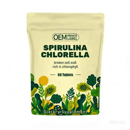 Private Label Spirulina Chlorella Tablets Superfood Cracked Cell Wall With Rich in Vegan Protein & Chlorophyll