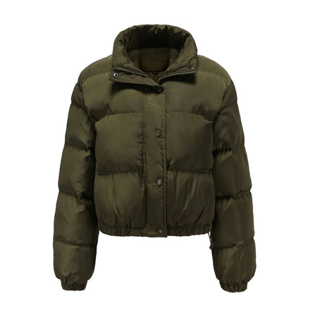 Autumn & Winter Women's Short-Style Cotton Padded Jacket - Long Sleeve High Collar Warm Outerwear Loose & Casual Cotton Coat
