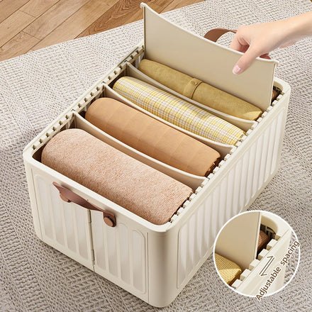 Modern Rectangle Detachable Collapsible Retractable Kitchen Storage Box PP Plastic Handle Stackable 1-3L Capacity 42x30x22cm
