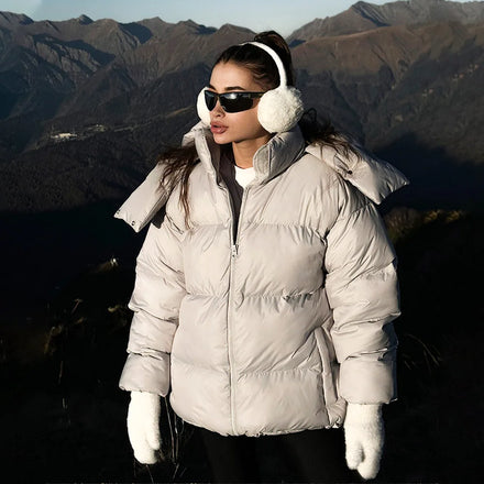 2025 Winter New Women's European American Style Cotton-Padded Jacket Versatile Loose Long Coat Thickened Material Cross-Border