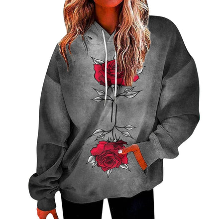 Women's Long-Sleeve Hooded Sweatshirt Fashionable Loose Hoodie 3D Long-Sleeve Retro Tie-Dye Baseball Jacket