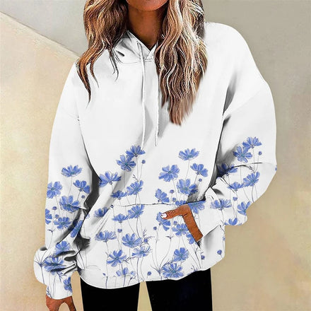 Women's Long-Sleeve Hooded Sweatshirt Fashionable Loose Hoodie 3D Long-Sleeve Retro Tie-Dye Baseball Jacket