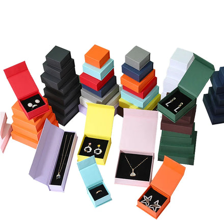 Wholesale Simple Magnetic Flip-Top Velour Blue Jewelry Boxes Earring/Ring Organizers Custom Logo Option Square