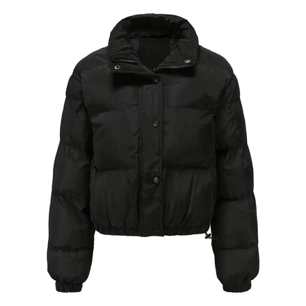 Autumn & Winter Women's Short-Style Cotton Padded Jacket - Long Sleeve High Collar Warm Outerwear Loose & Casual Cotton Coat