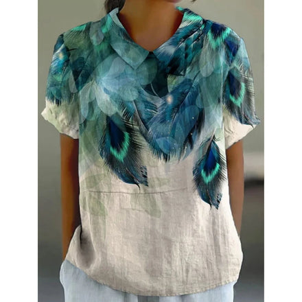 2025 New Spring/Summer Women's Pullover Crew-Neck 3D Printed Short-Sleeve T-Shirt for Foreign Trade