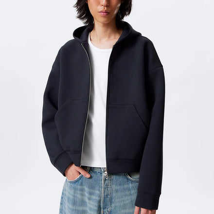 Oversized Men's Zip-Up Hoodie 100% Cotton Heavyweight Terry Fabric Boxy Style Autumn Casual Regular Length Windproof Breathable