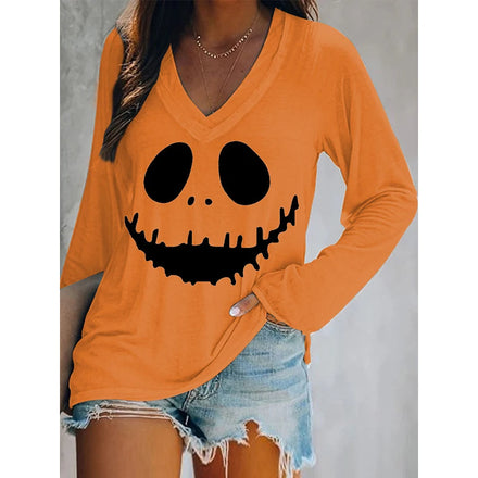 2025 New Autumn/Winter Cross-Border Women's Long-Sleeve Pullover T-Shirt with 3D Printed Multicolored Patterns