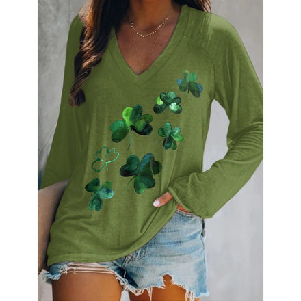 2025 New Autumn/Winter Cross-Border Women's Long-Sleeve Pullover T-Shirt with 3D Printed Multicolored Patterns