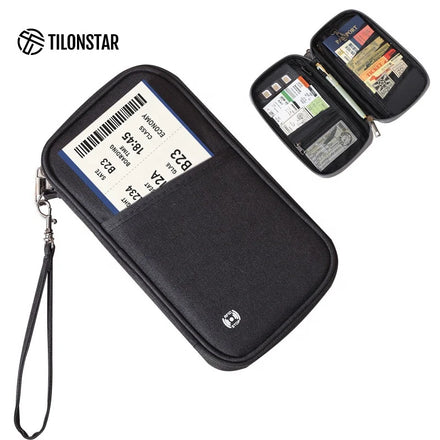 TILONSTAR TPW124 Large Capacity Oxford Fabric Wristband Boarding Pass Holder Zip Wallet Passport Holder Cover for Travel