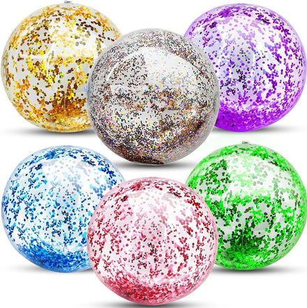 Ultra-Transparent Glitter PVC 40cm High-quality Giant Inflatable Beach Ball with Sequin Design for Summer Children Outdoor Play