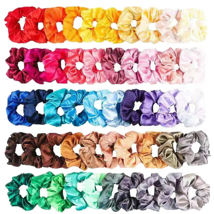 Wholesale Girls Hair Scrunchies Fashionable Satin Elastic Hair Ties Solid Colors American Sports Accessories Silk Cotton Plastic