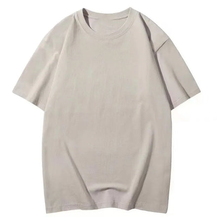 Oem customized 200g 21s pure cotton t shirt cultural shirt round neck short sleeve solid color drop shoulder half sleeve