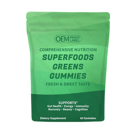 Super Greens Gummies Multivitamin Bears Superfood Gummy with Spirulina Chlorella Prebiotics and Fiber for Digestive Health