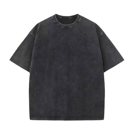 OEM custom logo embroidery printed design 240G washed distressed pure cotton T-shirt men's short-sleeved cross-border t shirt