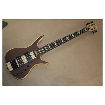 JELO Professional 5-String Electric Bass Guitar 43-Inch Performance Model Champagne Gold Gloss Finish Bright Maple Neck H-H Ogu