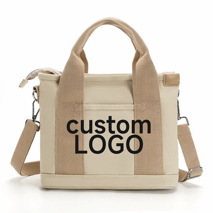 Wholesale Lady Oversize Cotton Canvas Tote & Messenger Bag with Inner Pocket Lightweight Adjustable Strap Zipper Closure