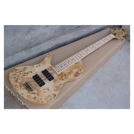 JELO Professional 4-String Electric Bass Guitar 43-Inch Performance Model Champagne Gold Gloss Finish Ogu Wood Body Bright Maple