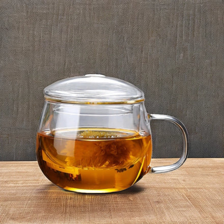 Wholesale Chien Keng Borosilicate Glass Tea Cup Infuser Handle Reusable Heat Resistant 10-14 Oz. Custom Logo Carton Packed