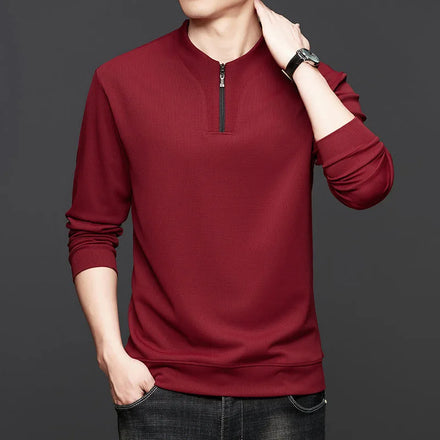 Oem customized spring men's new half zipper neck sweatshirt men's pullover top fashion casual all match long sleeve top