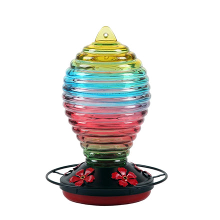 Hand Blown Glass Modern Hummingbird Feeders with Rust Resistant Metal Stations for Outdoors Hanging Porch Backyard Decor