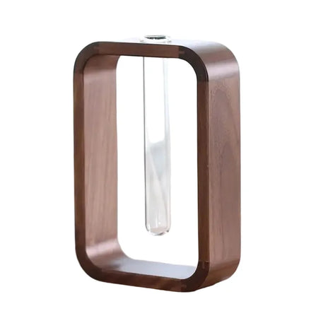 Modern Square Wooden Frame Glass Vase Hydroponic Planter Propagation Station Indoor Home Garden Terrarium Flower Pots Planters