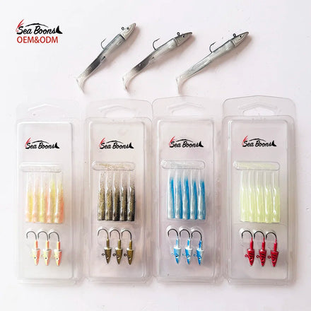 New 80mm 5.7g Three Head Five tails Soft Bait Set Luminous Swimbait Simulated Jigging Lure for Ocean Fishing Lure Bait