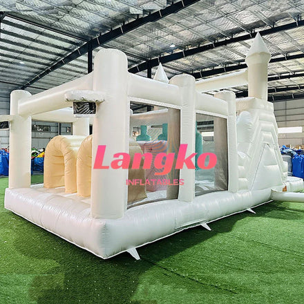 Outdoor White Inflatable Water Slide Splash Pool Bouncing Castle White Obstacle Course Bounce House Waterslide for Swimming Pool