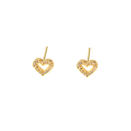 Foxi Wholesale Fashion Simple Design Jewelry 18K Gold Cute Mini Small Heart Stud Earrings for Women