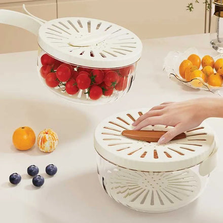 New Container Washing Food Storage Bowl Basin Plastic Strainer Vegetable Fridge Double Layered Kitchen Sink Drain Basket